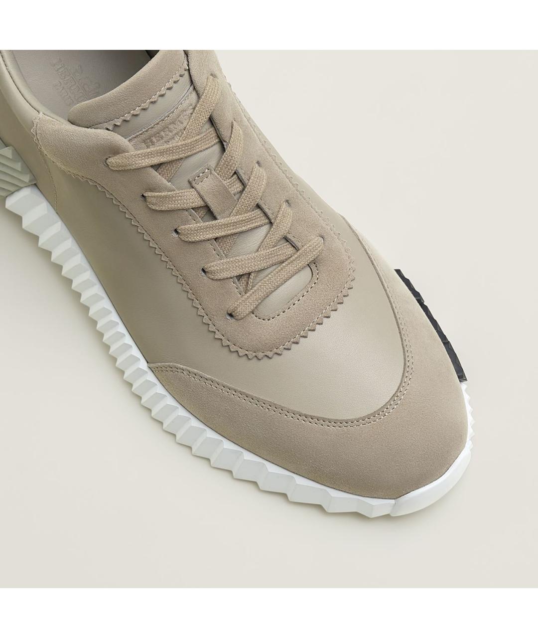 HERMES Бежевые кожаные низкие кроссовки / кеды, фото 5