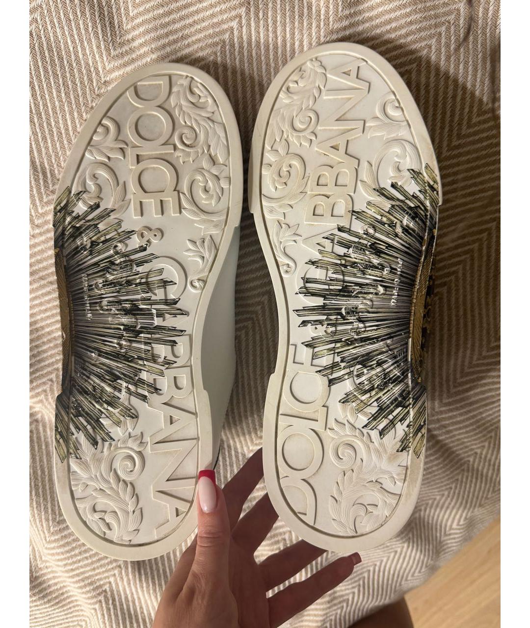 DOLCE&GABBANA Белые кожаные низкие кроссовки / кеды, фото 7