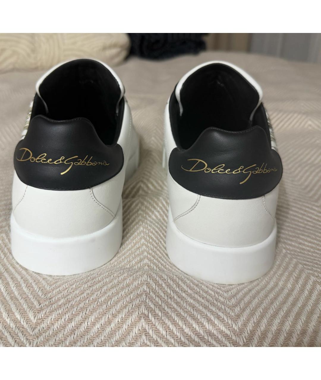 DOLCE&GABBANA Белые кожаные низкие кроссовки / кеды, фото 4