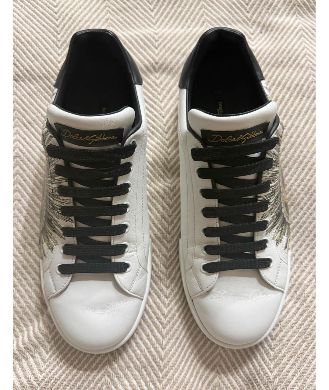 DOLCE&GABBANA Белые кожаные низкие кроссовки / кеды, фото 3