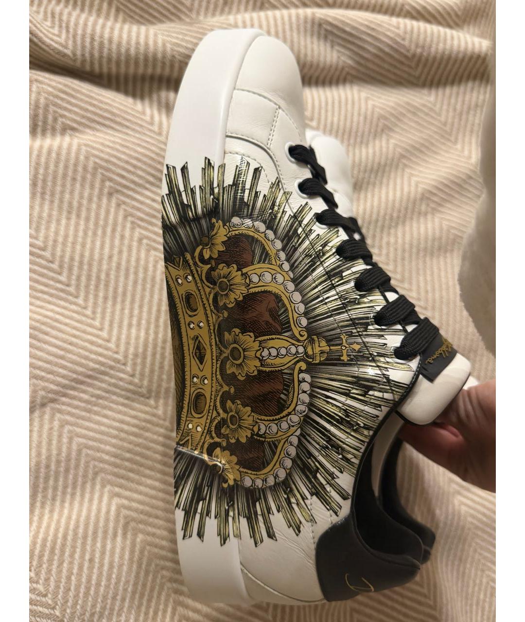 DOLCE&GABBANA Белые кожаные низкие кроссовки / кеды, фото 2