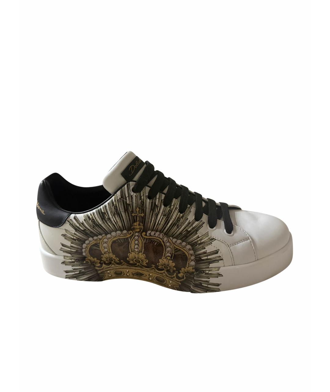 DOLCE&GABBANA Белые кожаные низкие кроссовки / кеды, фото 1