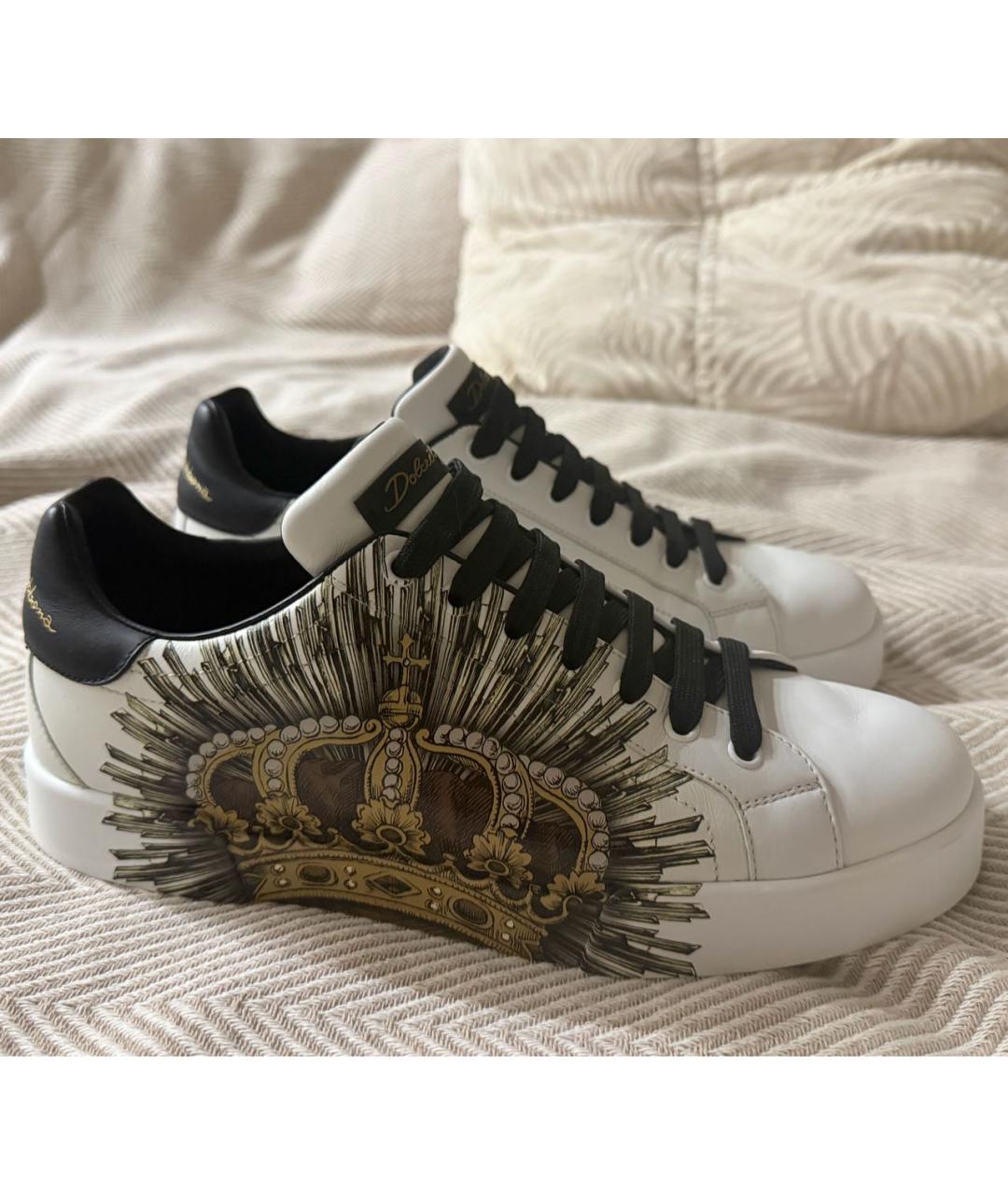 DOLCE&GABBANA Белые кожаные низкие кроссовки / кеды, фото 8