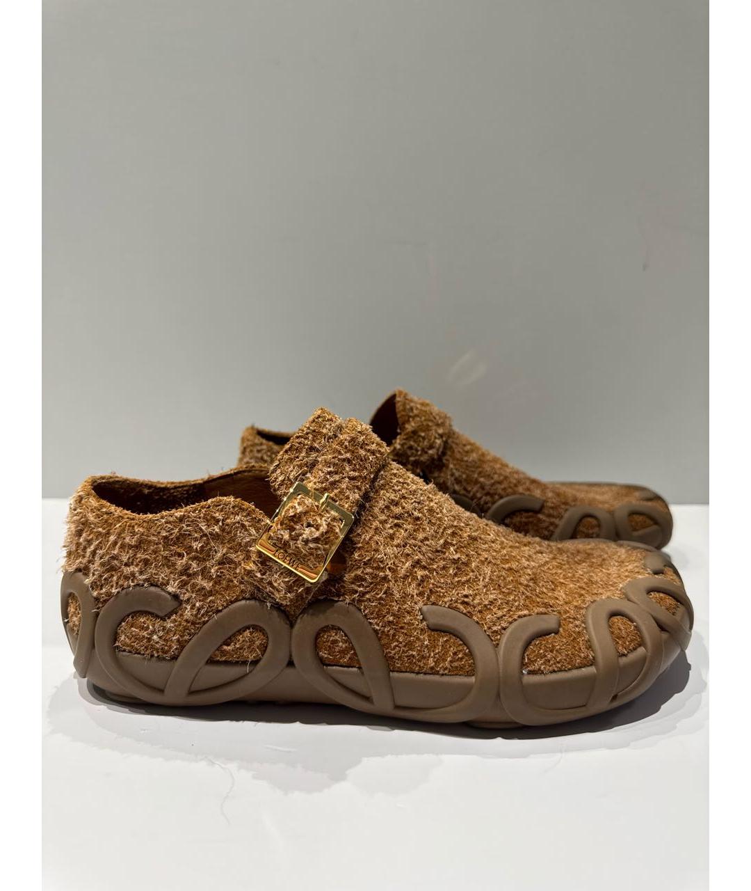 LOEWE Коричневые замшевые лоферы, фото 5