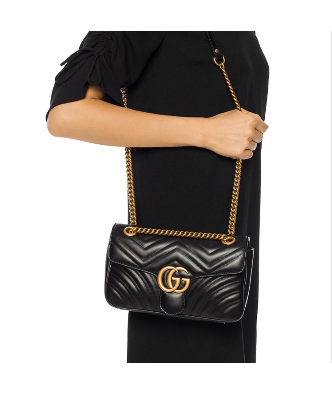 GUCCI Черная кожаная сумка через плечо, фото 8