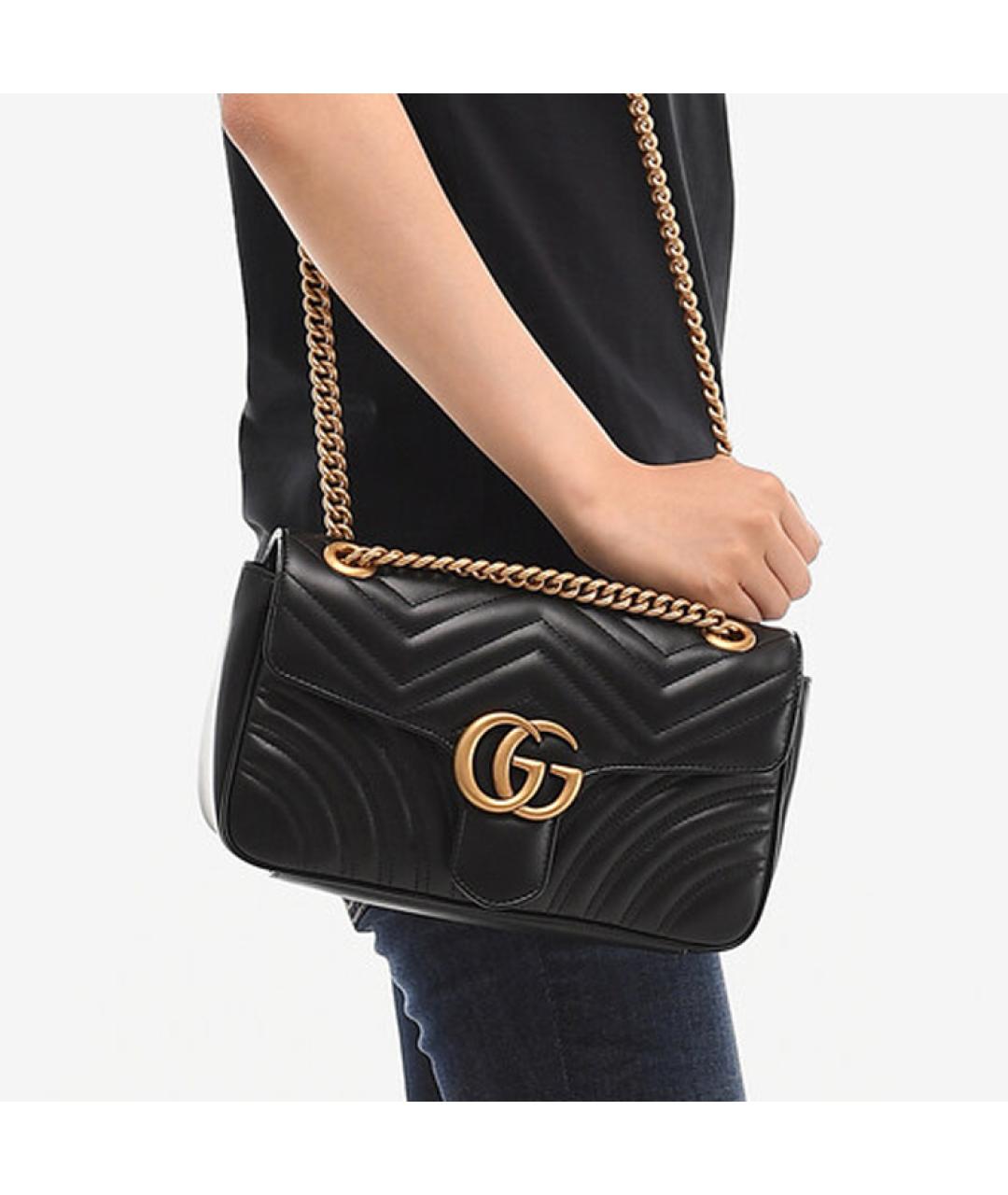 GUCCI Черная кожаная сумка через плечо, фото 6