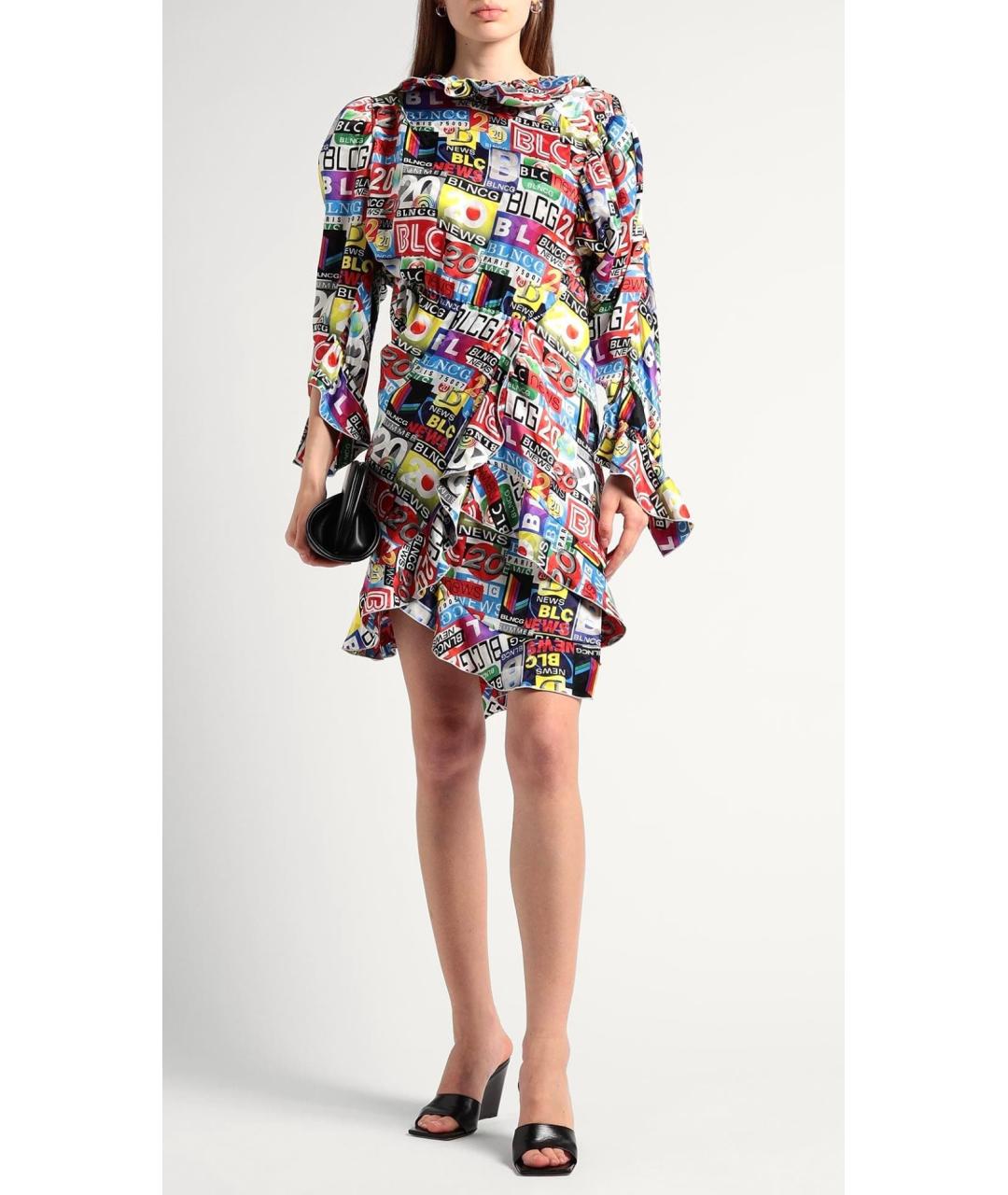 BALENCIAGA Мульти шелковое коктейльное платье, фото 5