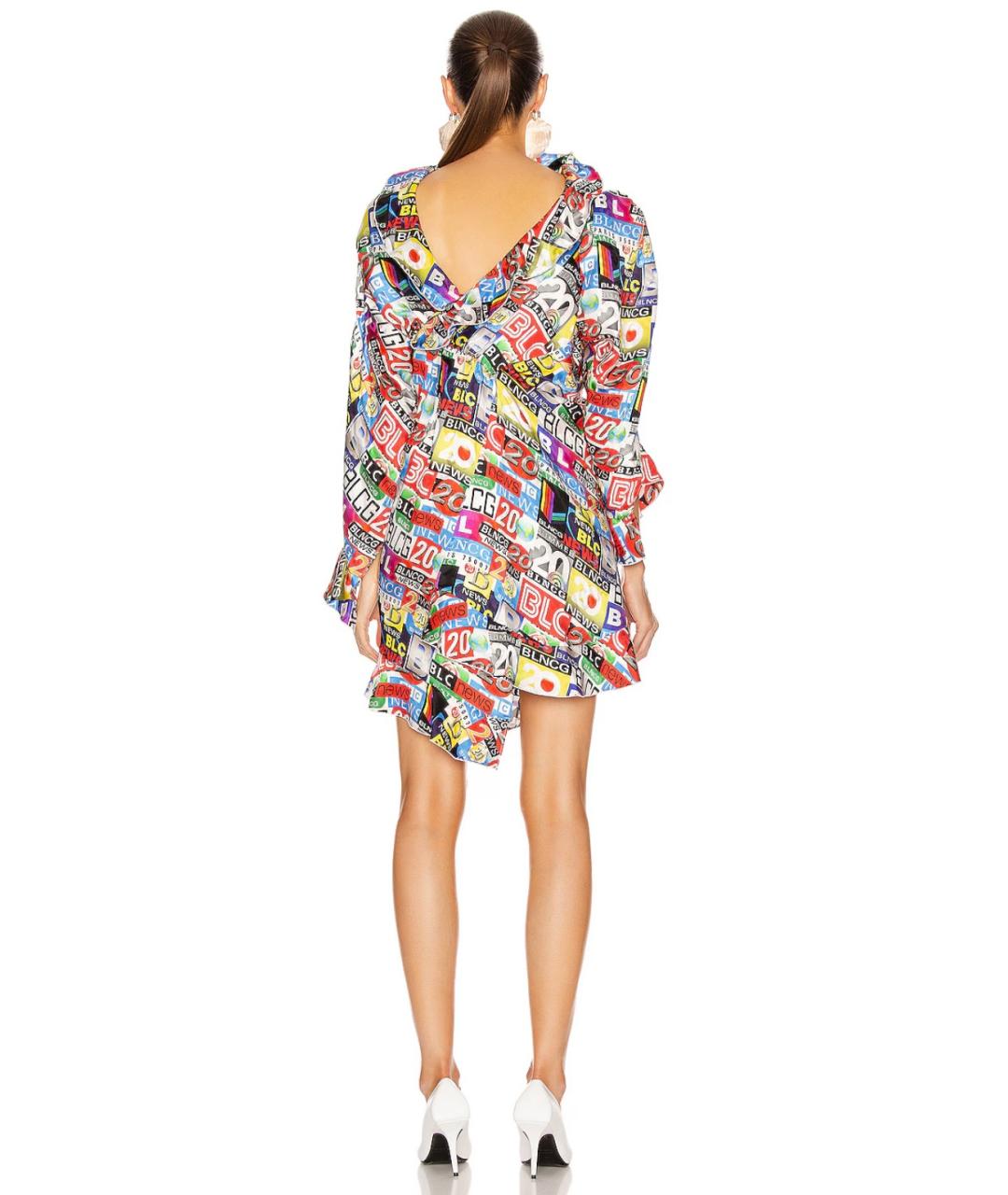 BALENCIAGA Мульти шелковое коктейльное платье, фото 4