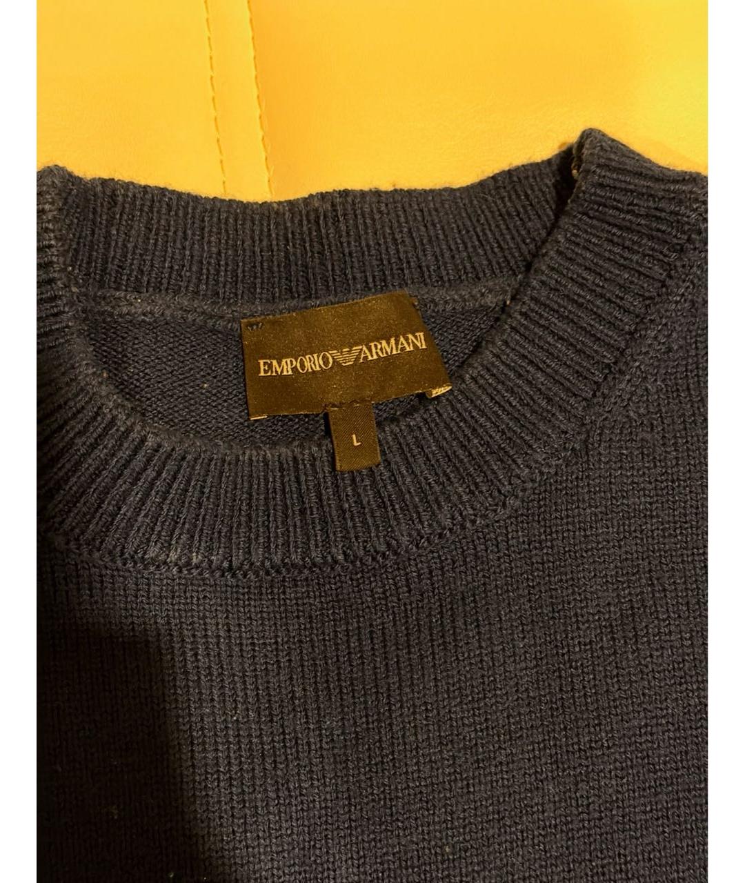 EMPORIO ARMANI Синий шерстяной джемпер / свитер, фото 3