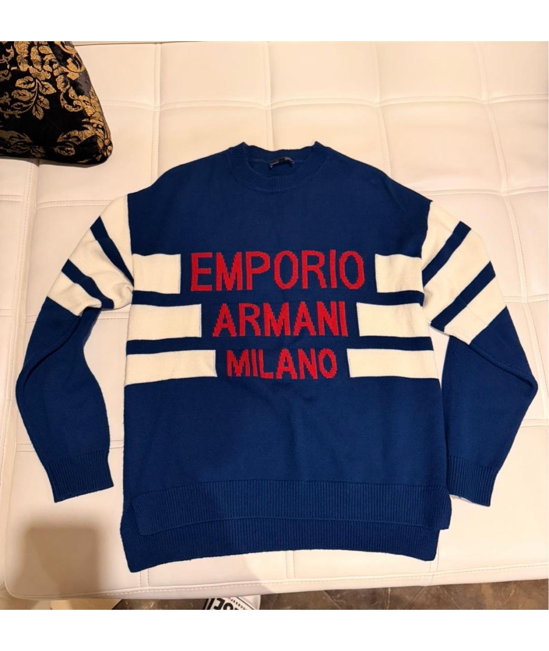 EMPORIO ARMANI Синий шерстяной джемпер / свитер, фото 5