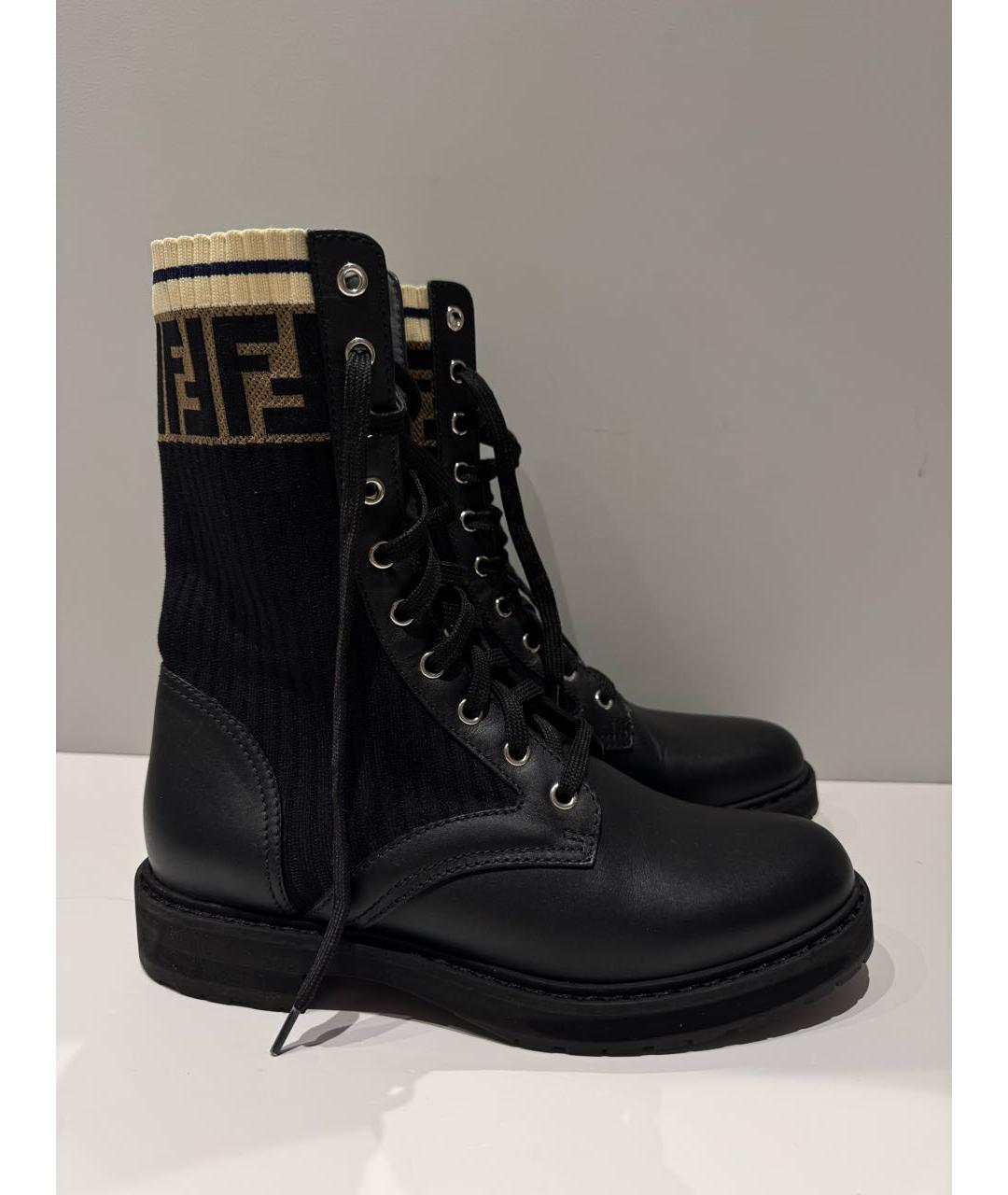 FENDI Черные кожаные ботинки, фото 7