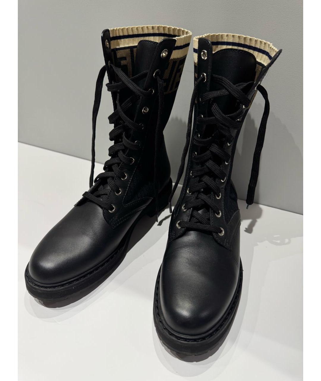 FENDI Черные кожаные ботинки, фото 4