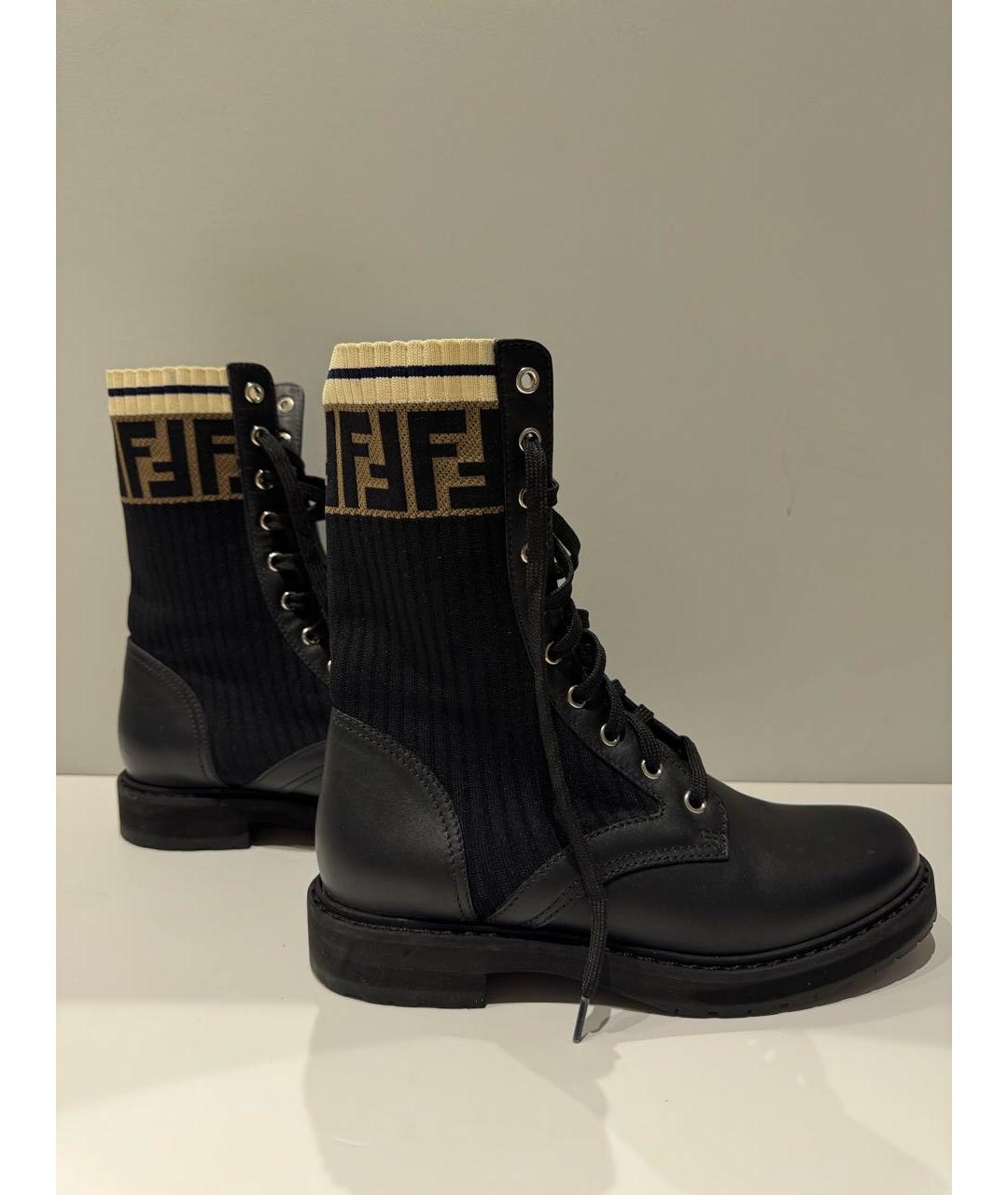 FENDI Черные кожаные ботинки, фото 2