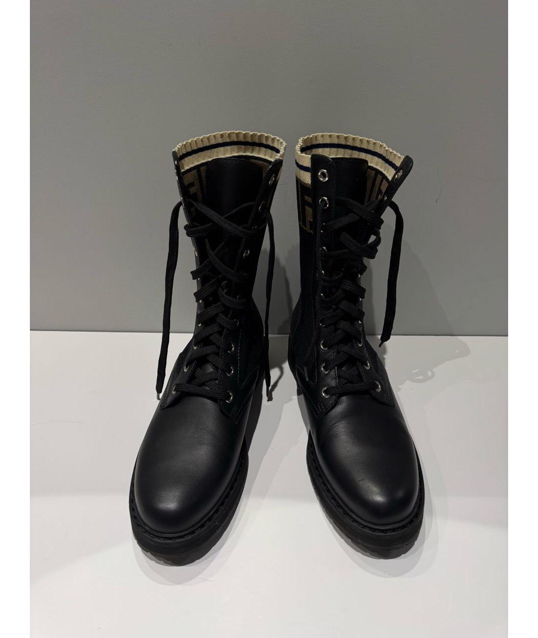 FENDI Черные кожаные ботинки, фото 3