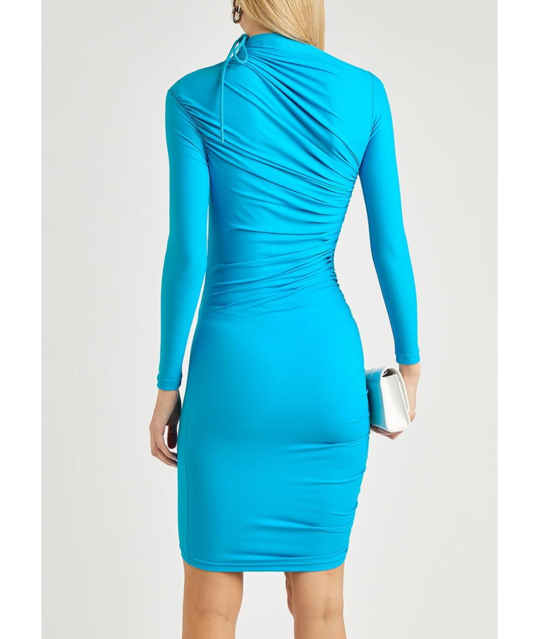 BALENCIAGA Бирюзовое полиамидовое коктейльное платье, фото 6