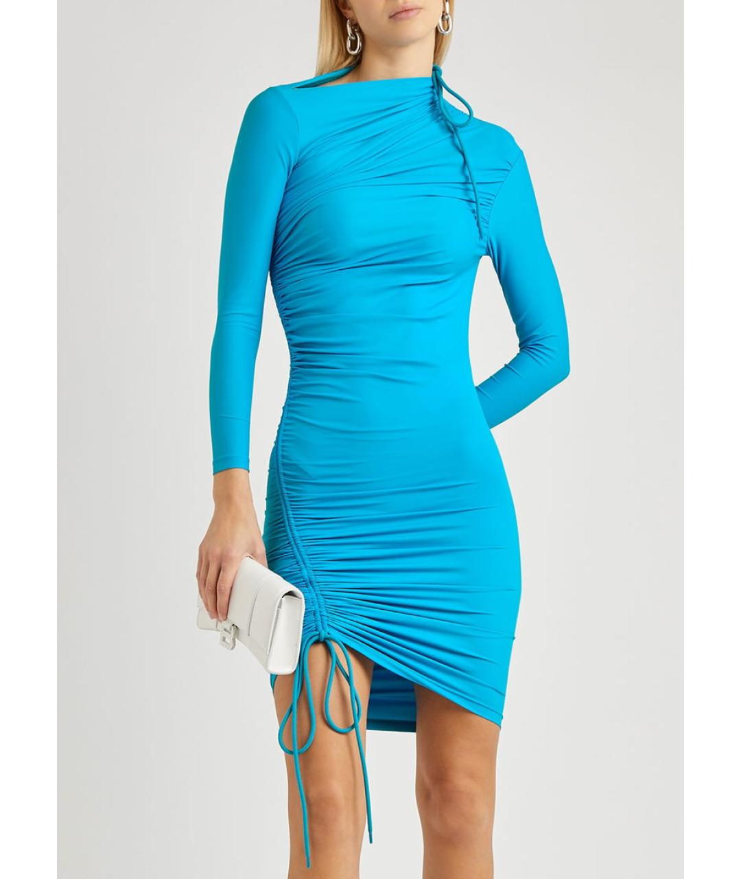 BALENCIAGA Бирюзовое полиамидовое коктейльное платье, фото 5