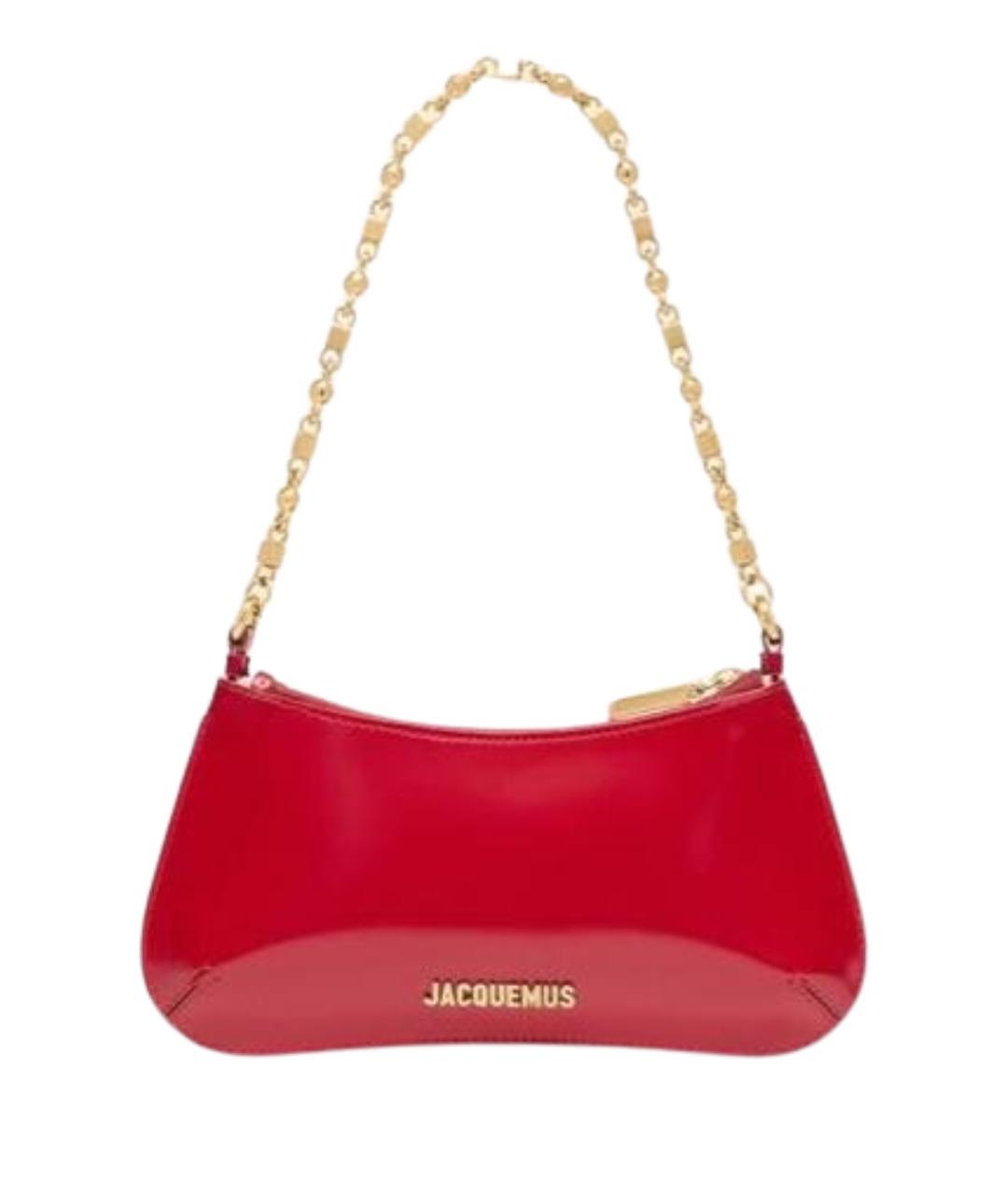 JACQUEMUS Красная сумка с короткими ручками из лакированной кожи, фото 1