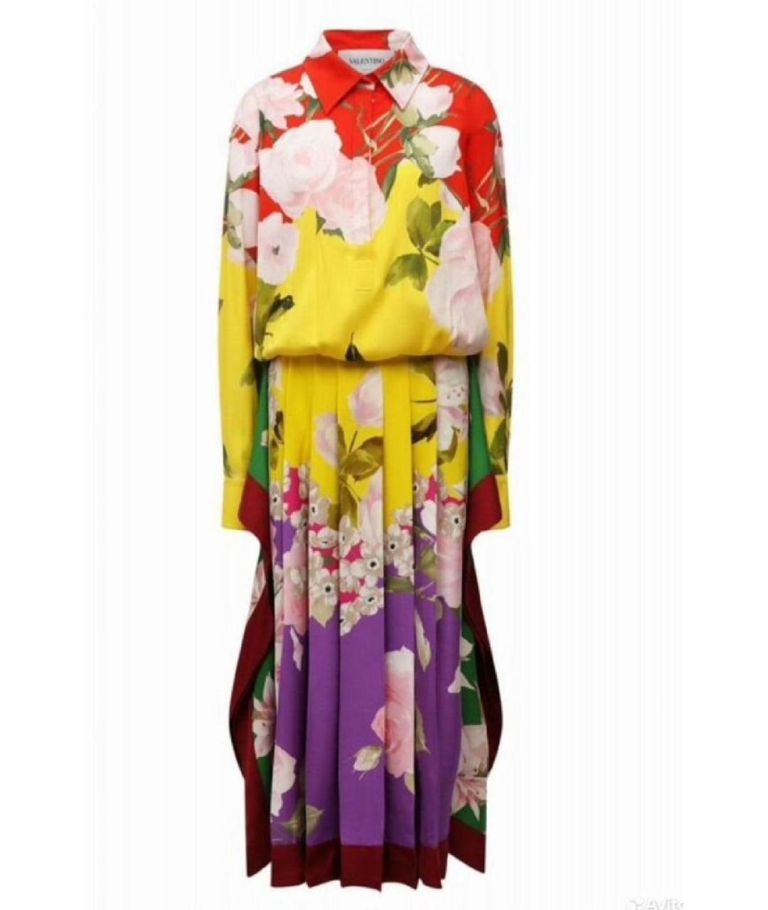 VALENTINO Мульти шелковое платье, фото 6