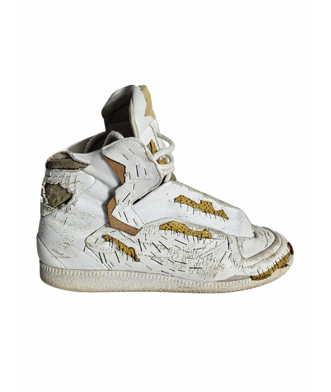 MAISON MARGIELA Белые кожаные высокие кроссовки / кеды, фото 11