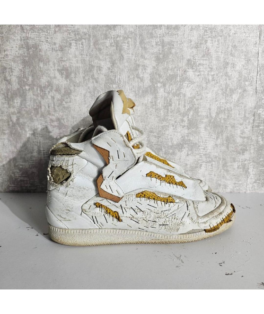 MAISON MARGIELA Белые кожаные высокие кроссовки / кеды, фото 10