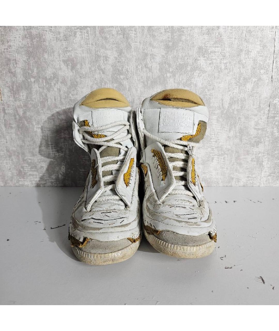 MAISON MARGIELA Белые кожаные высокие кроссовки / кеды, фото 2