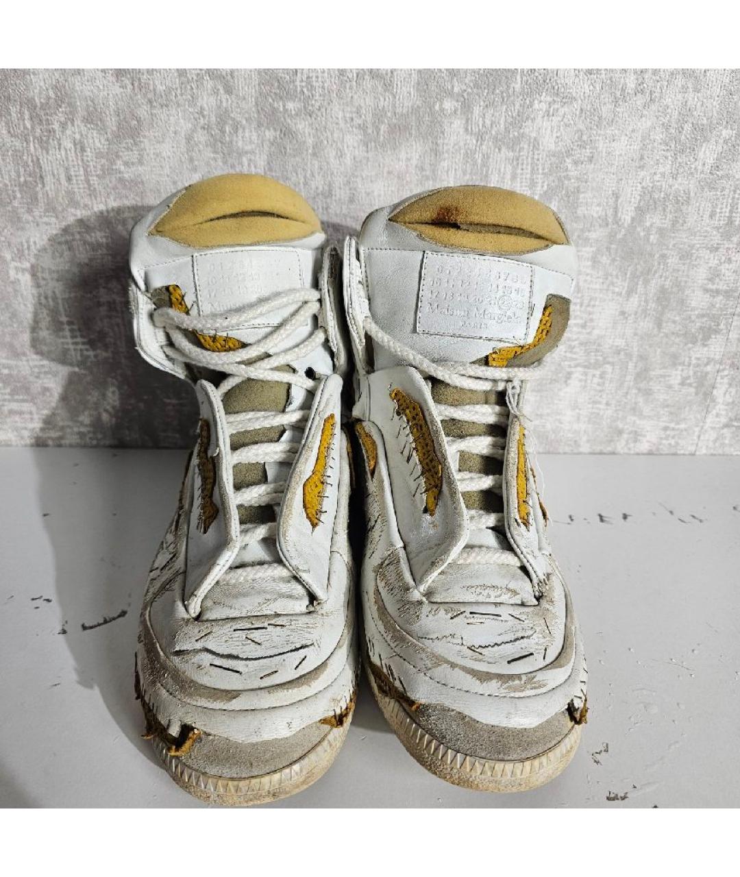 MAISON MARGIELA Белые кожаные высокие кроссовки / кеды, фото 3