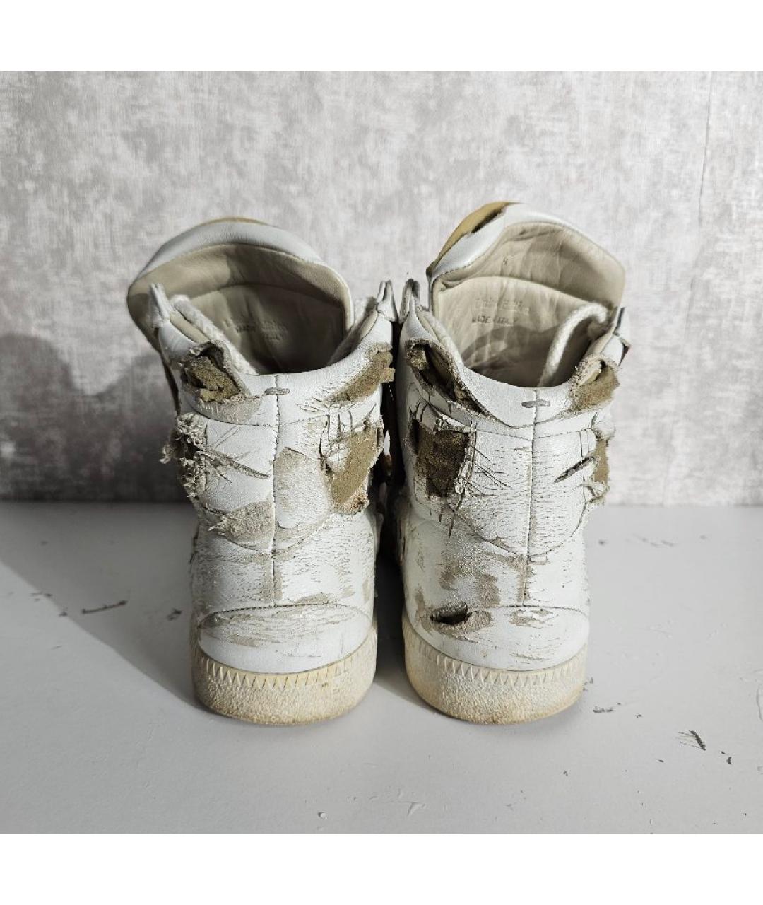 MAISON MARGIELA Белые кожаные высокие кроссовки / кеды, фото 4