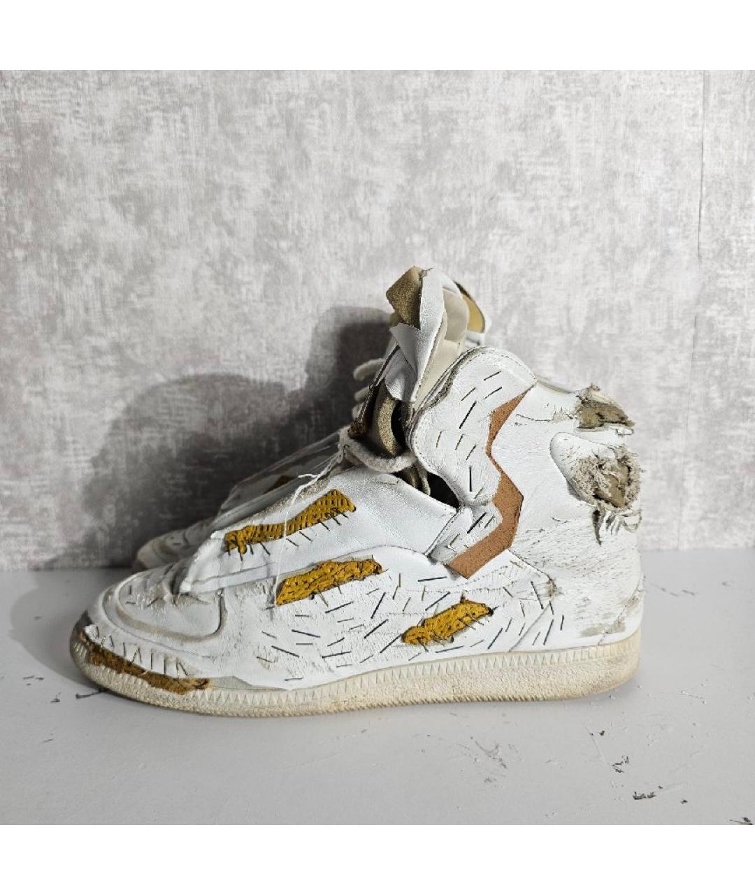 MAISON MARGIELA Белые кожаные высокие кроссовки / кеды, фото 9