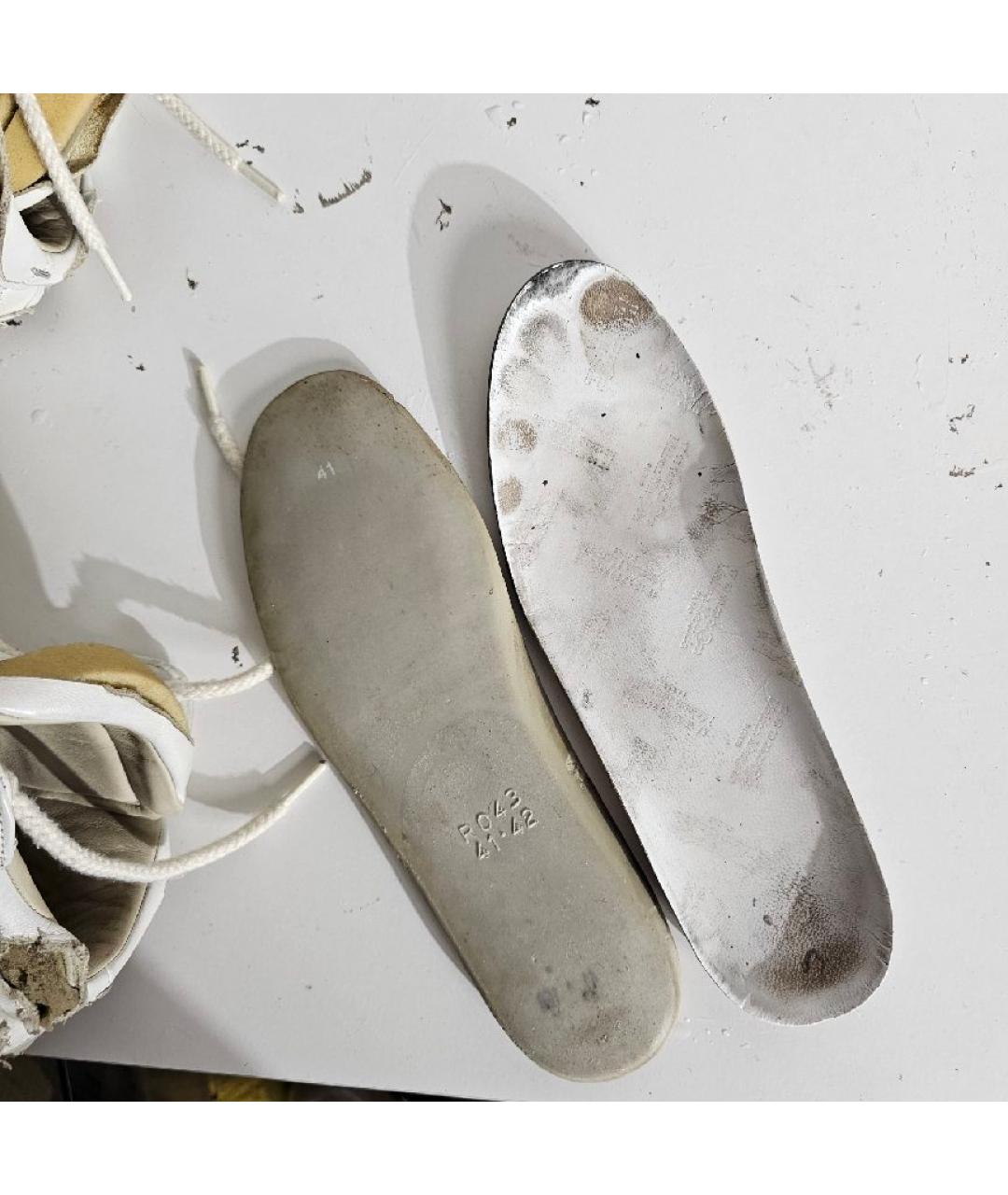 MAISON MARGIELA Белые кожаные высокие кроссовки / кеды, фото 8