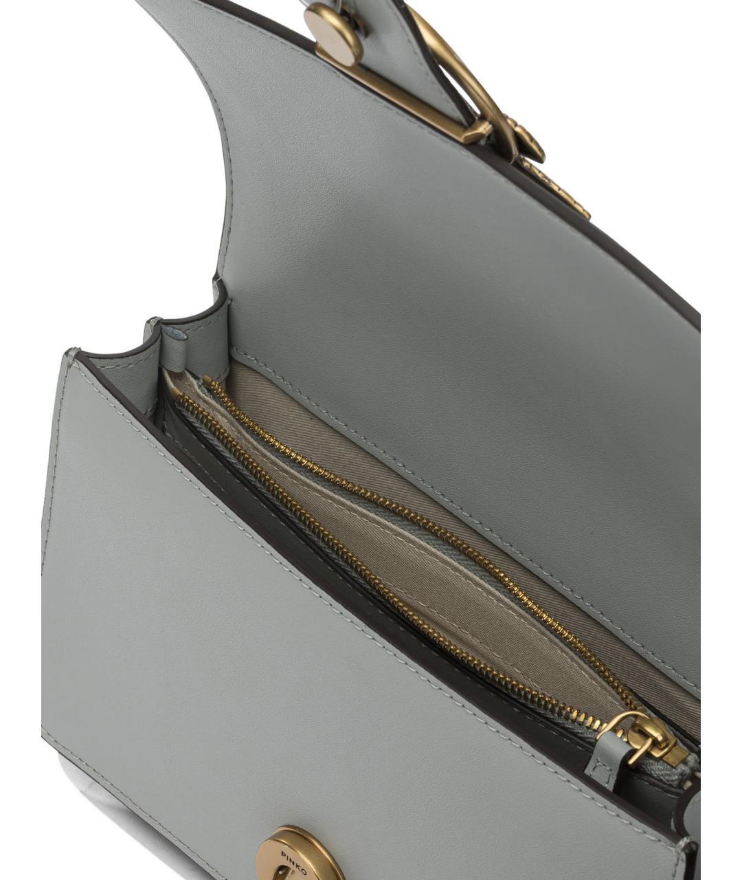 PINKO Серая кожаная сумка через плечо, фото 5