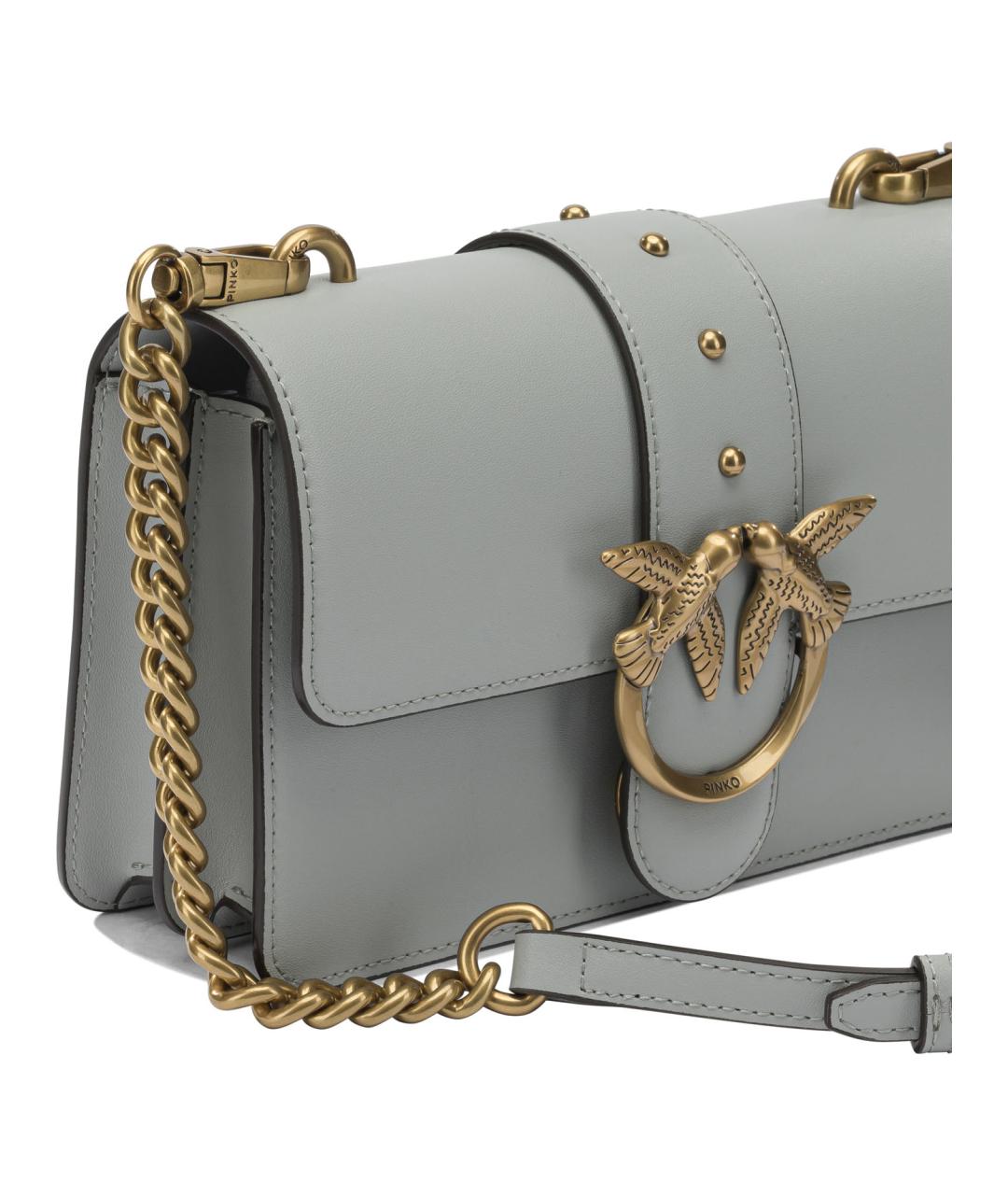 PINKO Серая кожаная сумка через плечо, фото 4