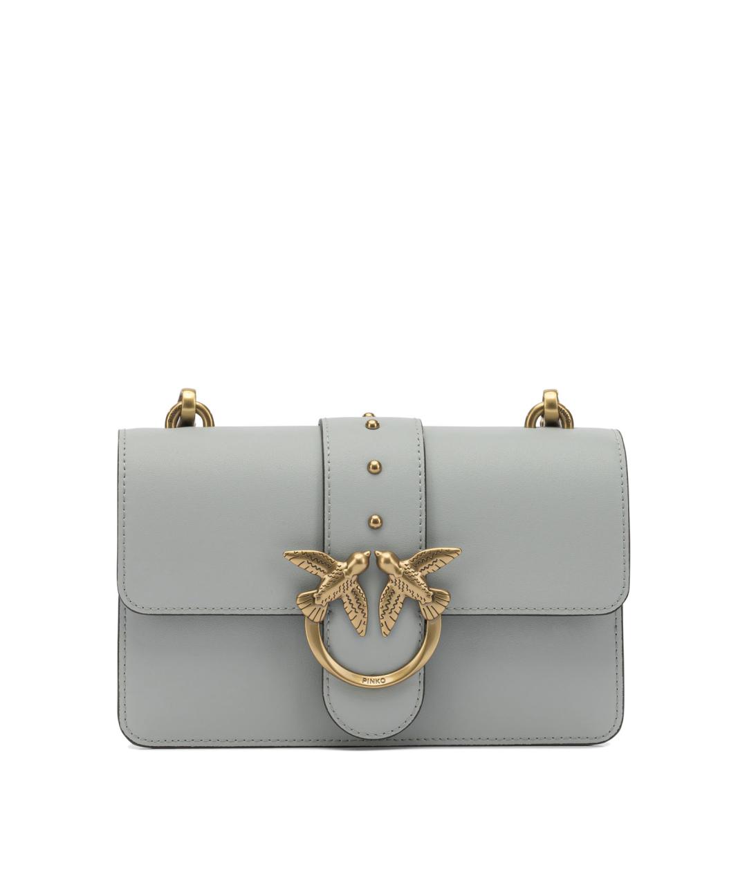 PINKO Серая кожаная сумка через плечо, фото 1