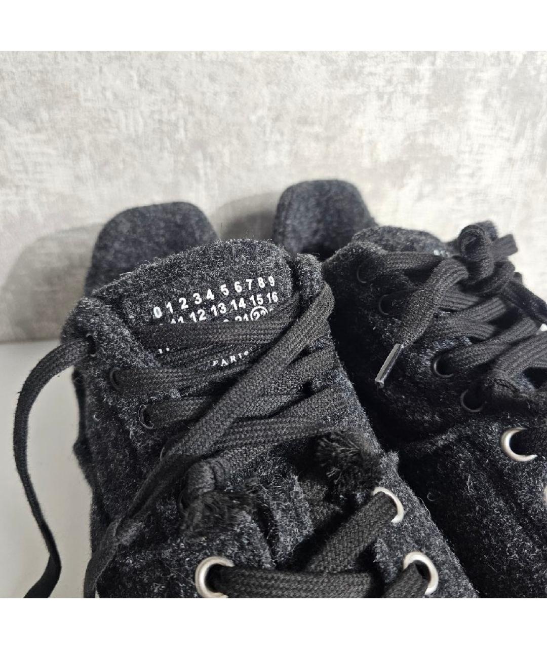 MAISON MARGIELA Черные замшевые низкие кроссовки / кеды, фото 5