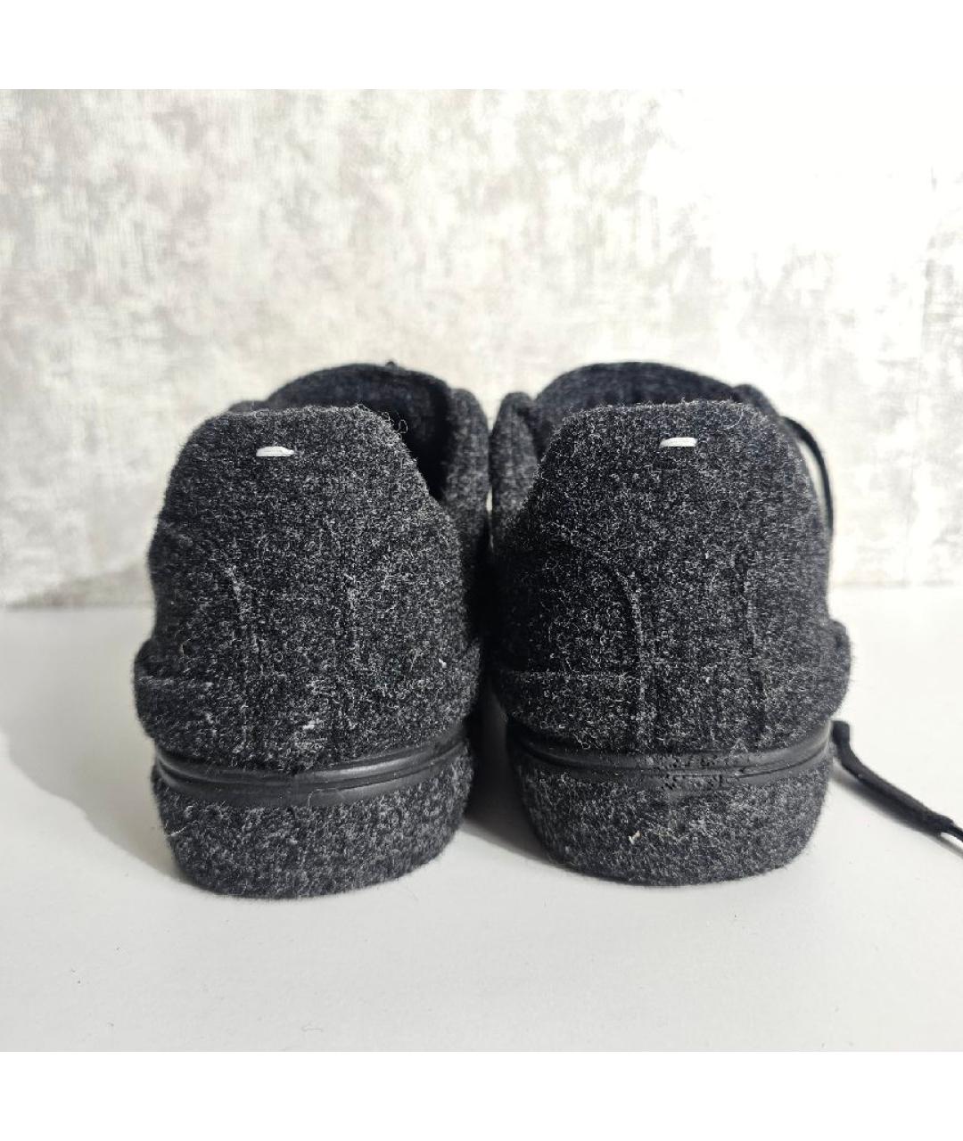 MAISON MARGIELA Черные замшевые низкие кроссовки / кеды, фото 4