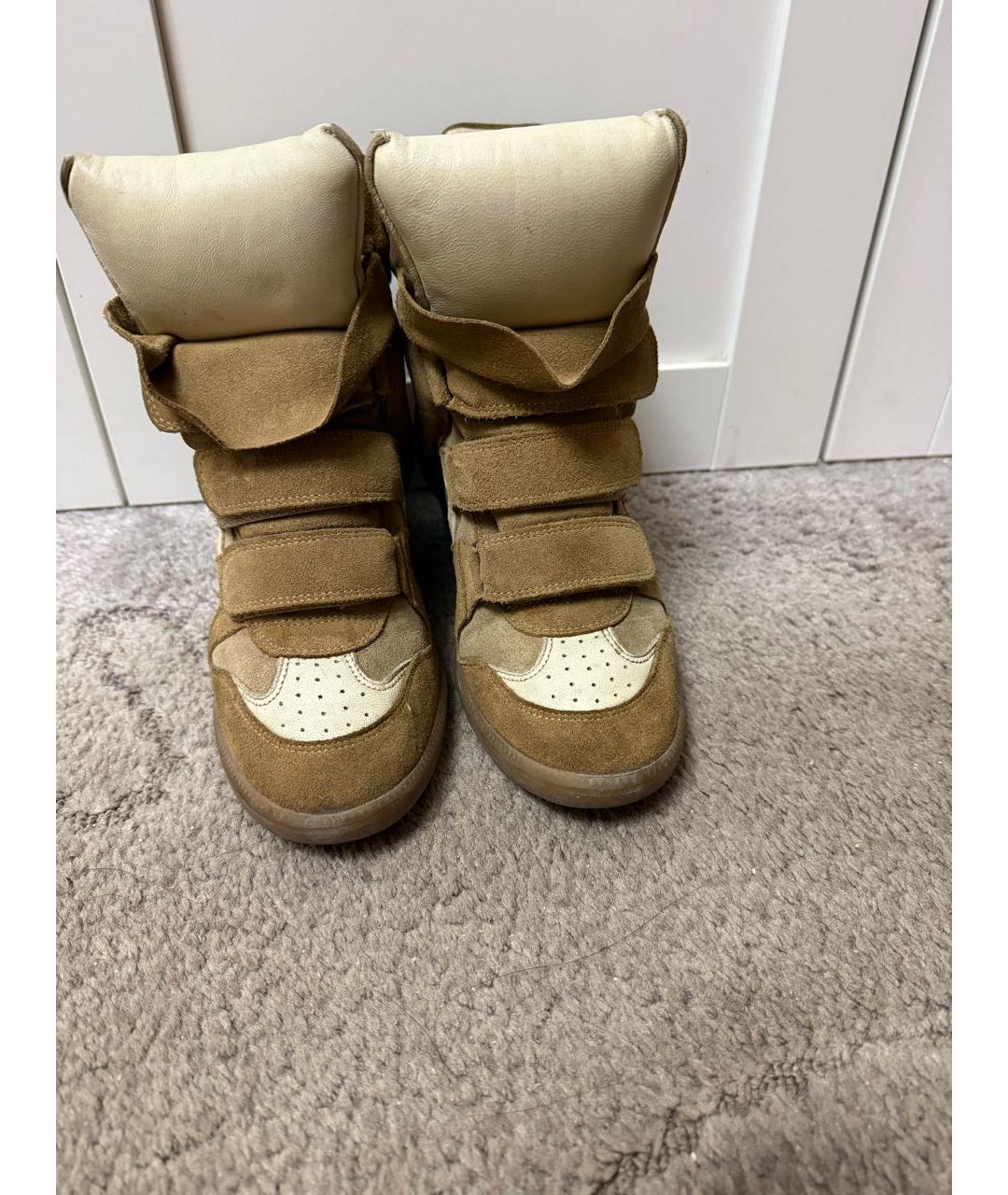 ISABEL MARANT Бежевые замшевые кроссовки, фото 2