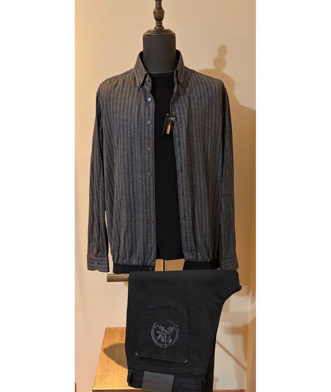 ZILLI Серая хлопко-шелковая кэжуал рубашка, фото 3