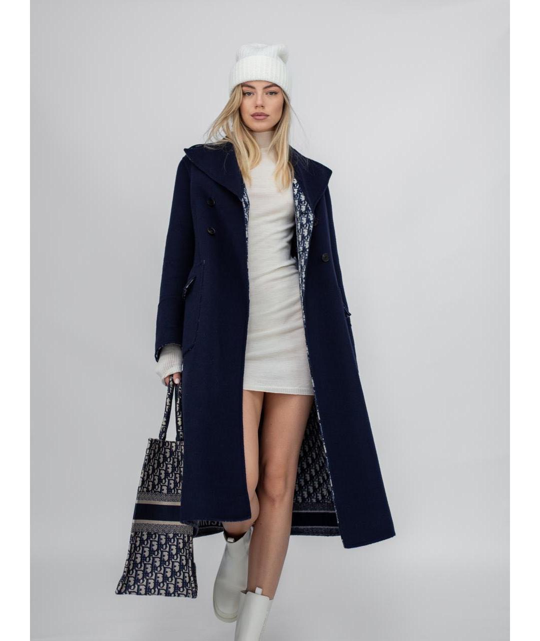 CHRISTIAN DIOR Темно-синее шерстяное пальто, фото 7