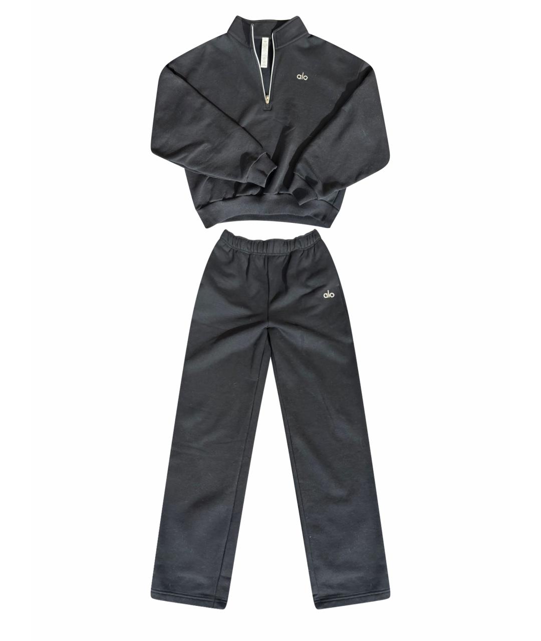 ALO YOGA Черный хлопковый костюм с брюками, фото 1