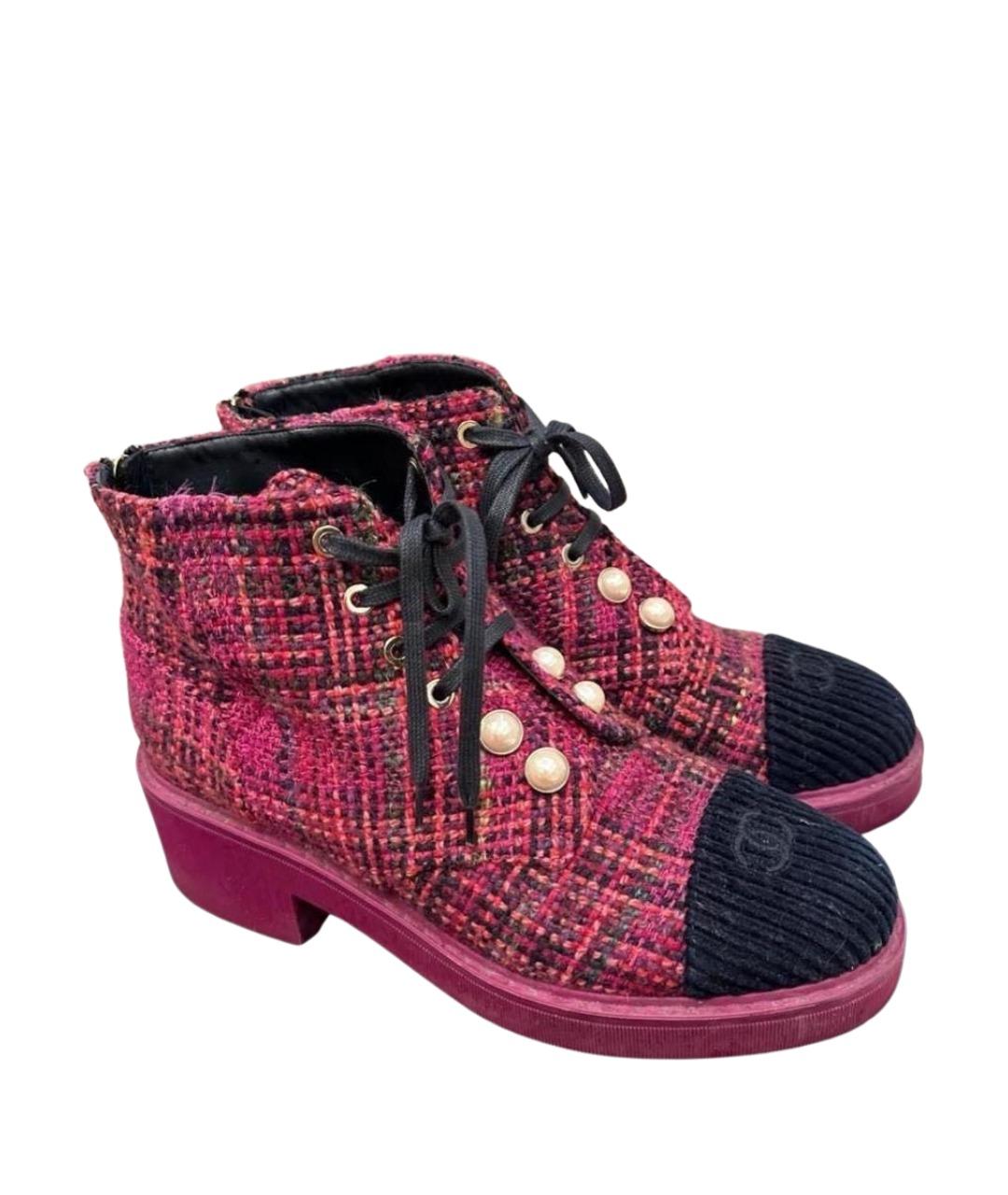 CHANEL Фуксия текстильные ботинки, фото 1