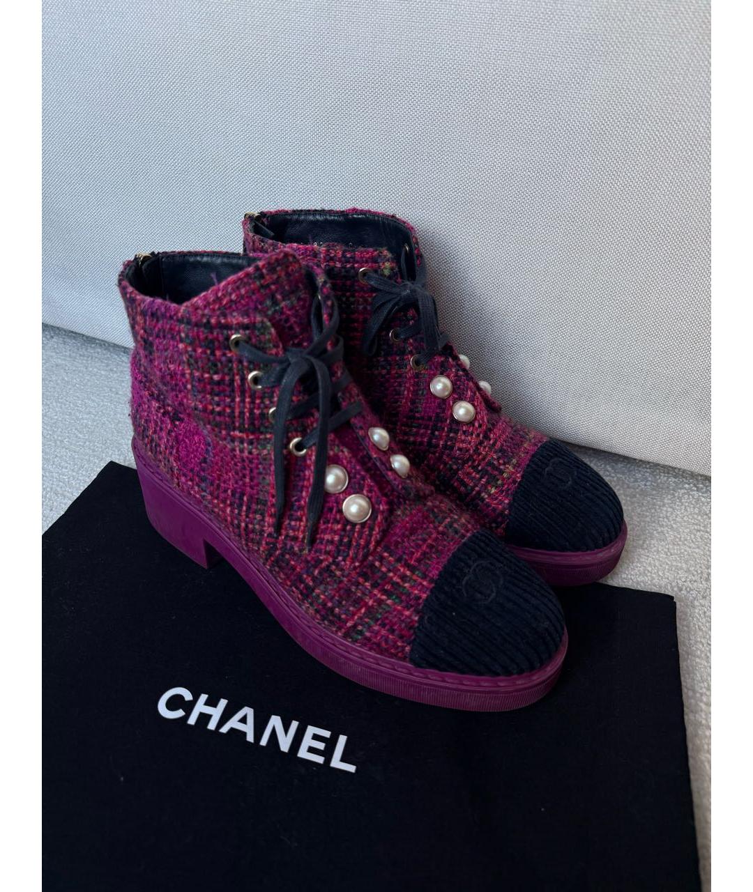 CHANEL Фуксия текстильные ботинки, фото 2