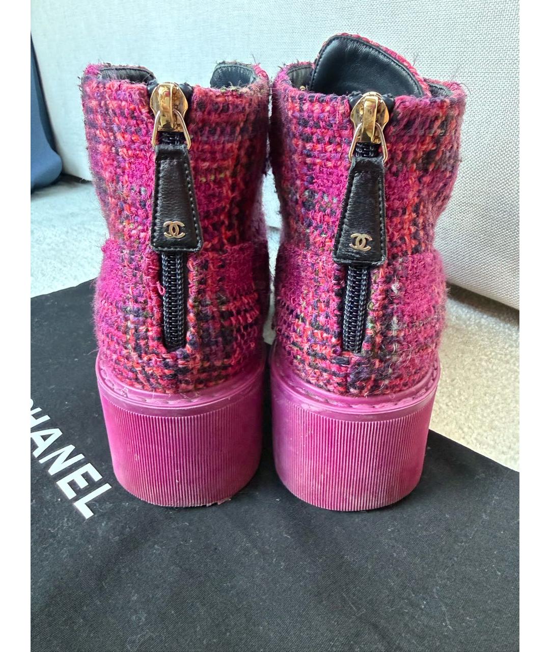 CHANEL Фуксия текстильные ботинки, фото 5
