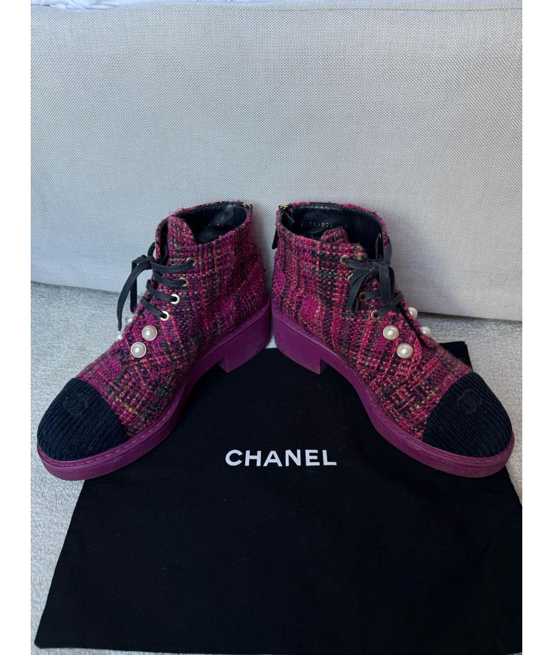 CHANEL Фуксия текстильные ботинки, фото 3