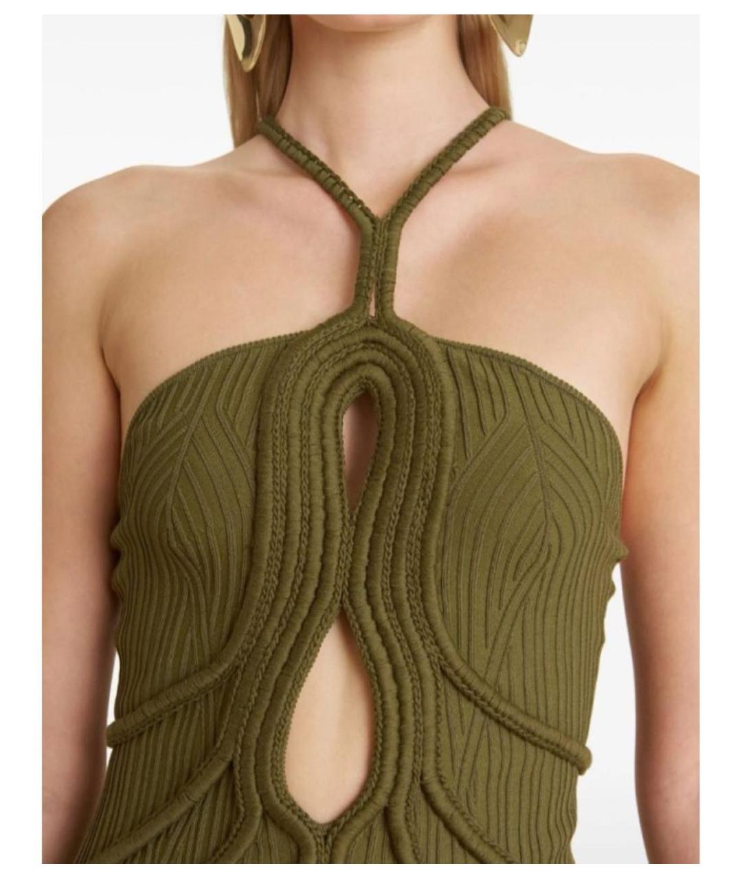 CULT GAIA Хаки вискозное повседневное платье, фото 5