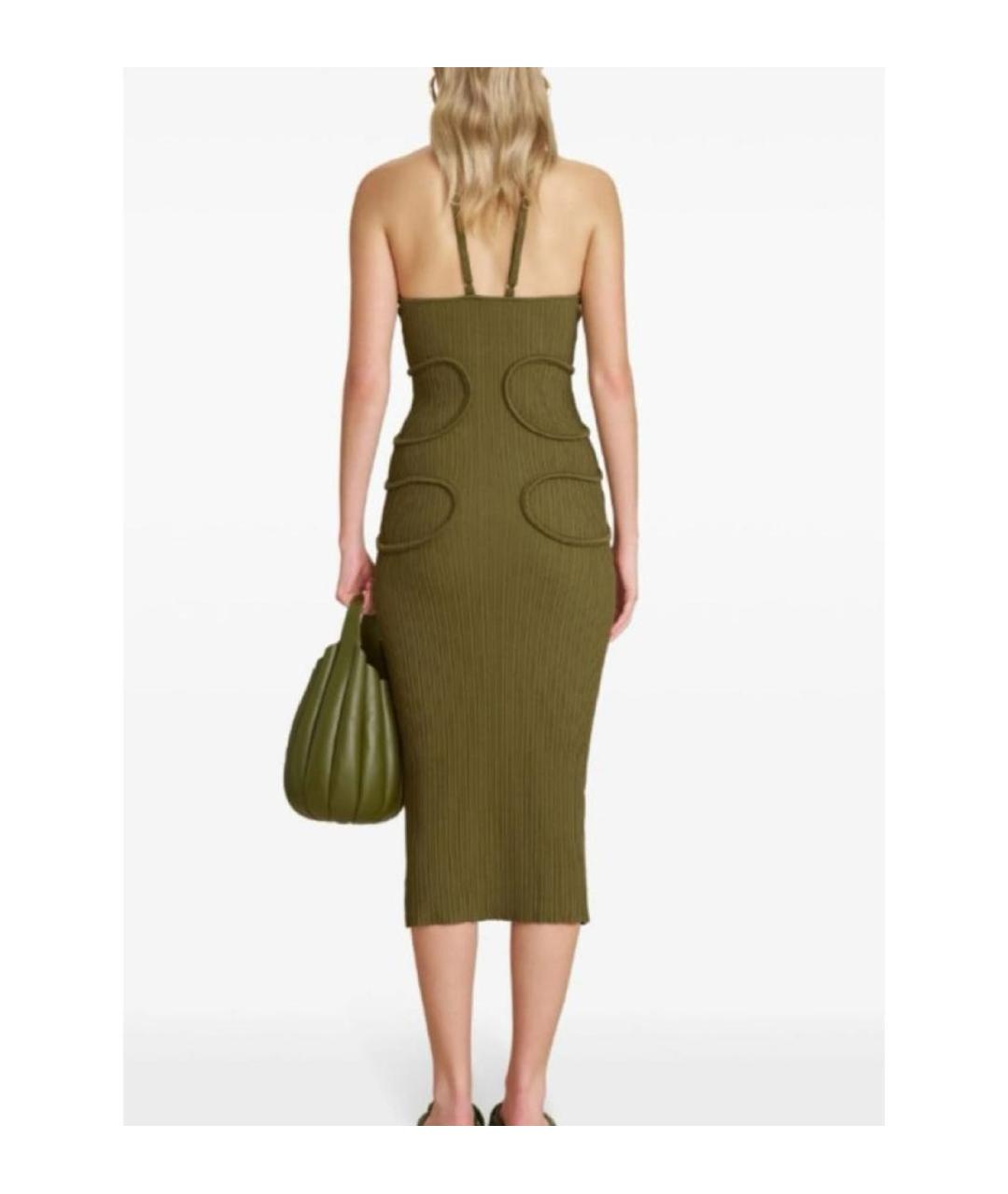 CULT GAIA Хаки вискозное повседневное платье, фото 7