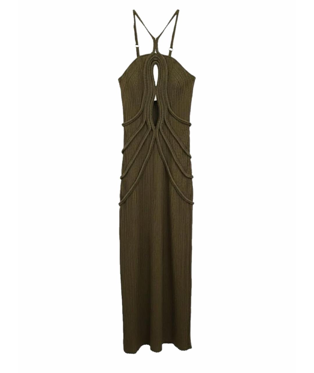 CULT GAIA Хаки вискозное повседневное платье, фото 1
