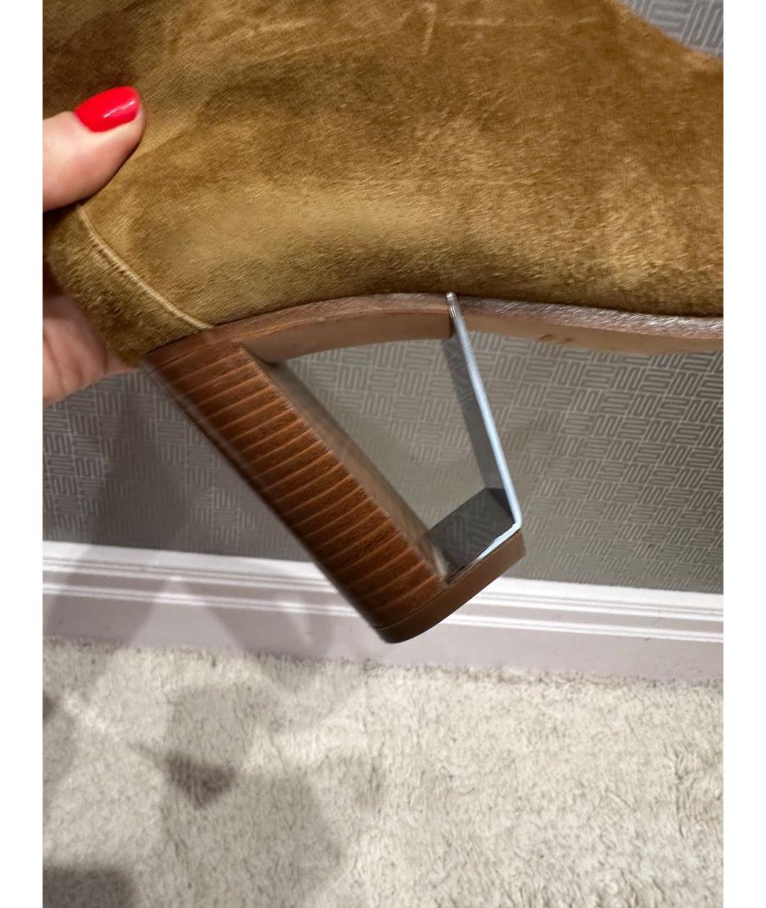 HERMES Горчичные замшевые сапоги, фото 5