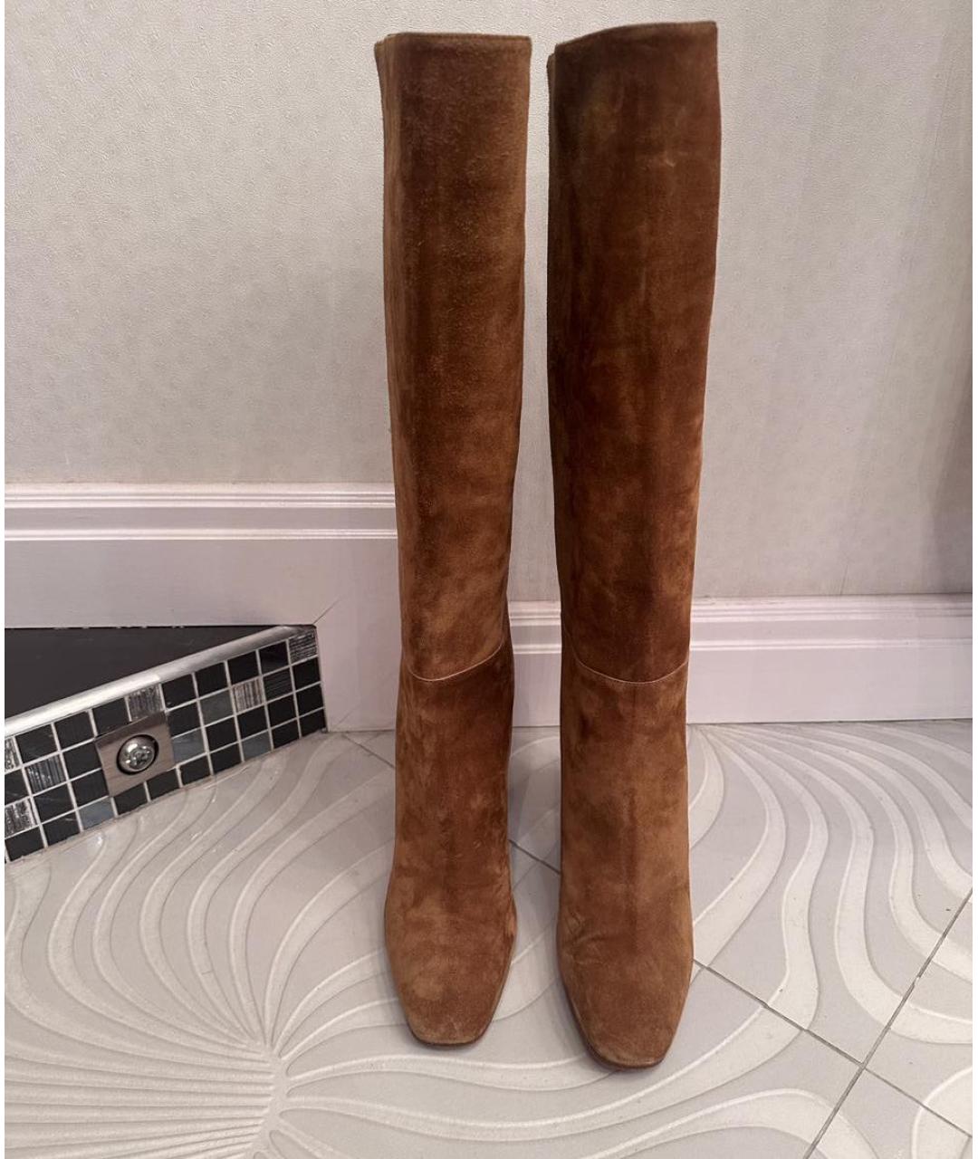 HERMES Горчичные замшевые сапоги, фото 4