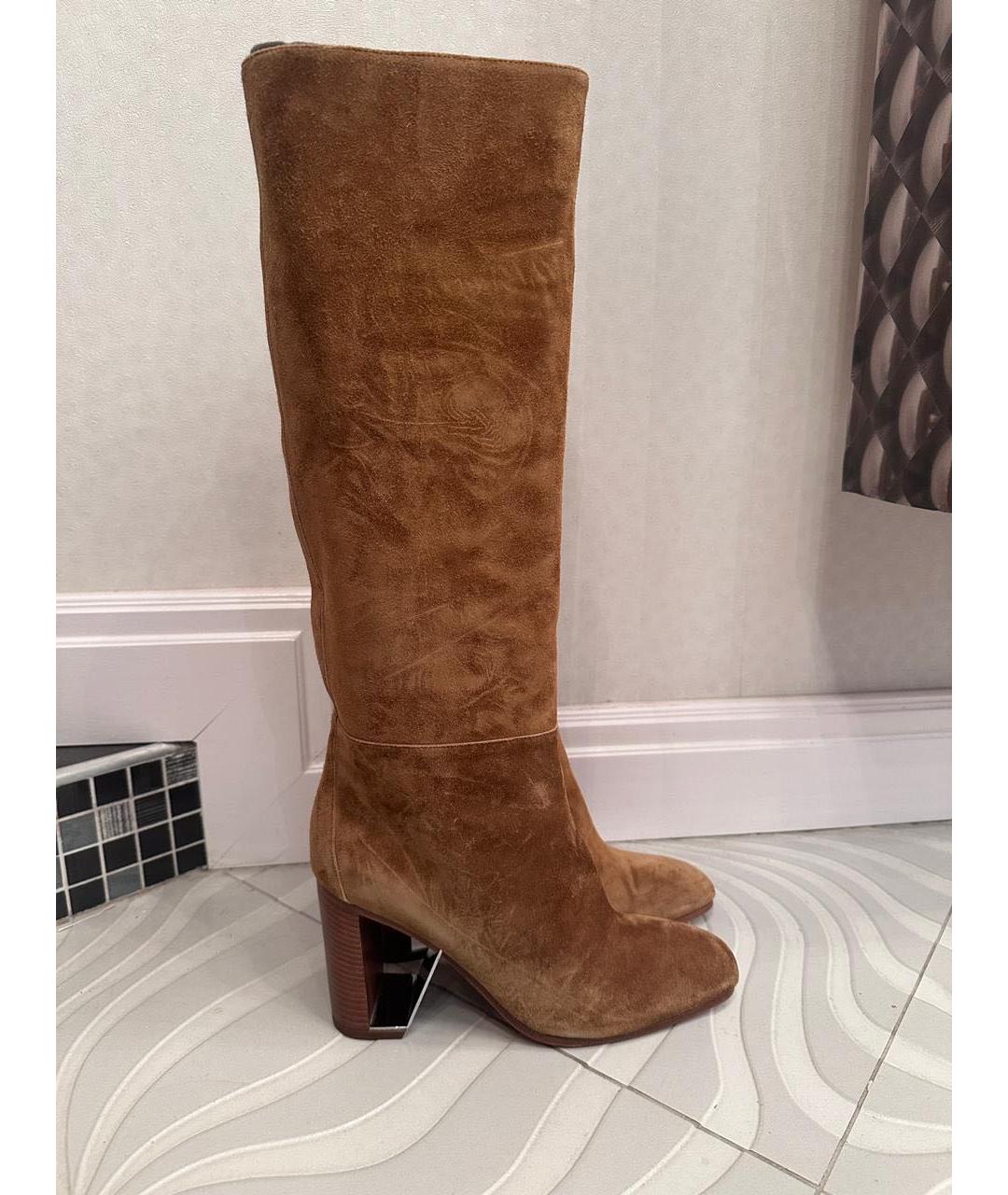 HERMES Горчичные замшевые сапоги, фото 9