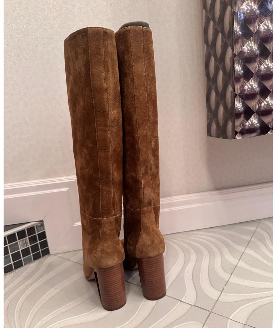 HERMES Горчичные замшевые сапоги, фото 3