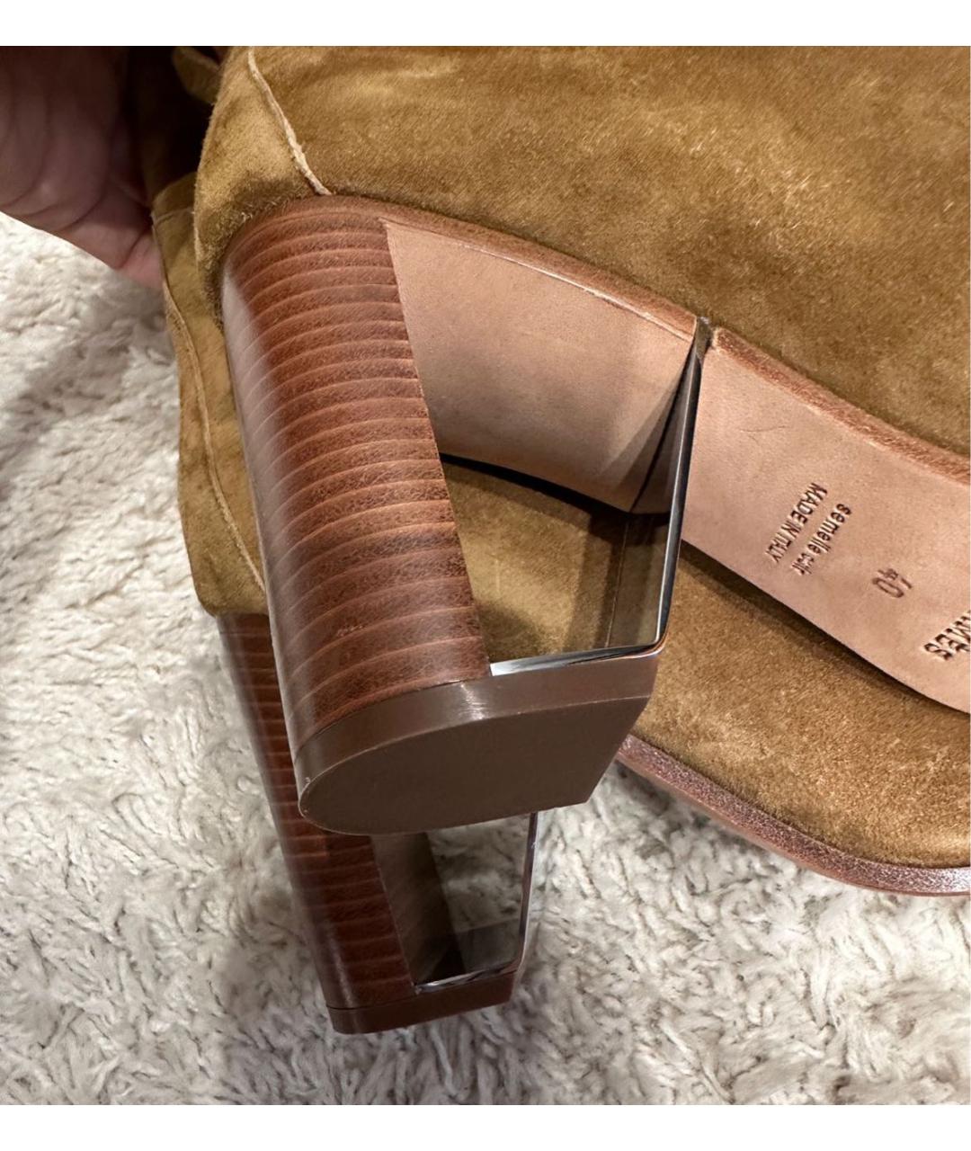 HERMES Горчичные замшевые сапоги, фото 8